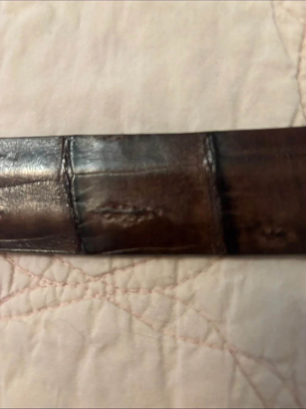 Trafalgar genuine crocodile brown belt w/silver buckle(brass)Size 32 EUC